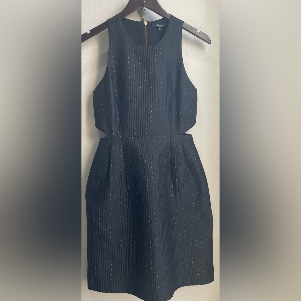Madewell Nightfall Jacquard Mini Dress – Black/Gold Size 0